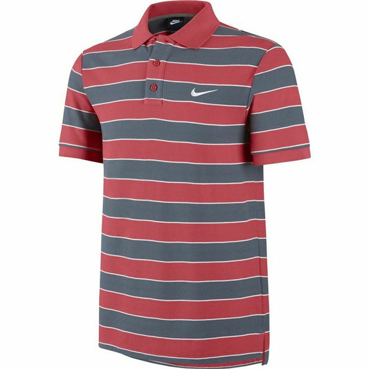 Men’s Short Sleeve Polo Shirt Nike Matchup Stripe 2 Grey Red Nike