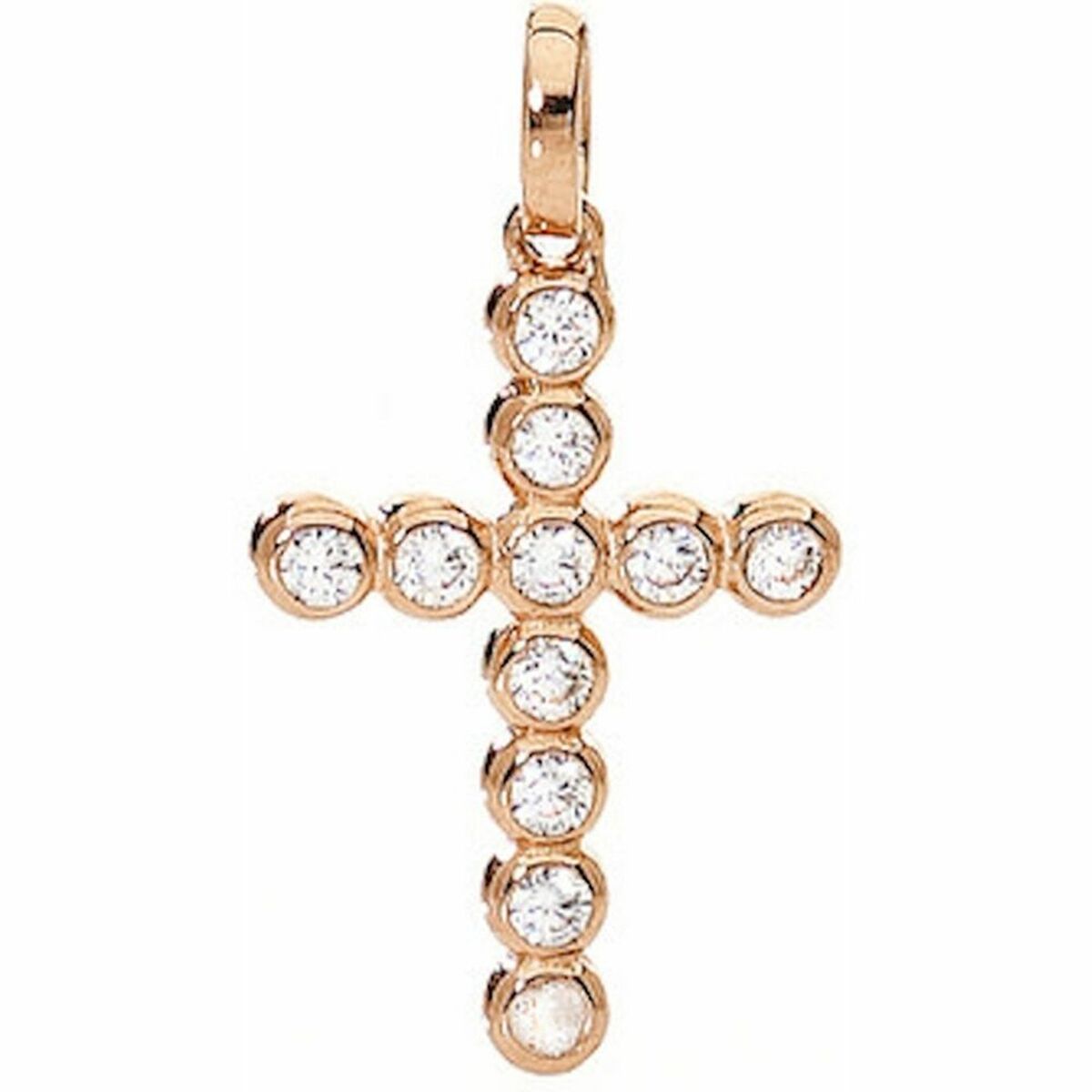 Ladies' Necklace Amen CROCE PICCOLA ARGENTO IP ORO ROSA E ZIRCONI Amen