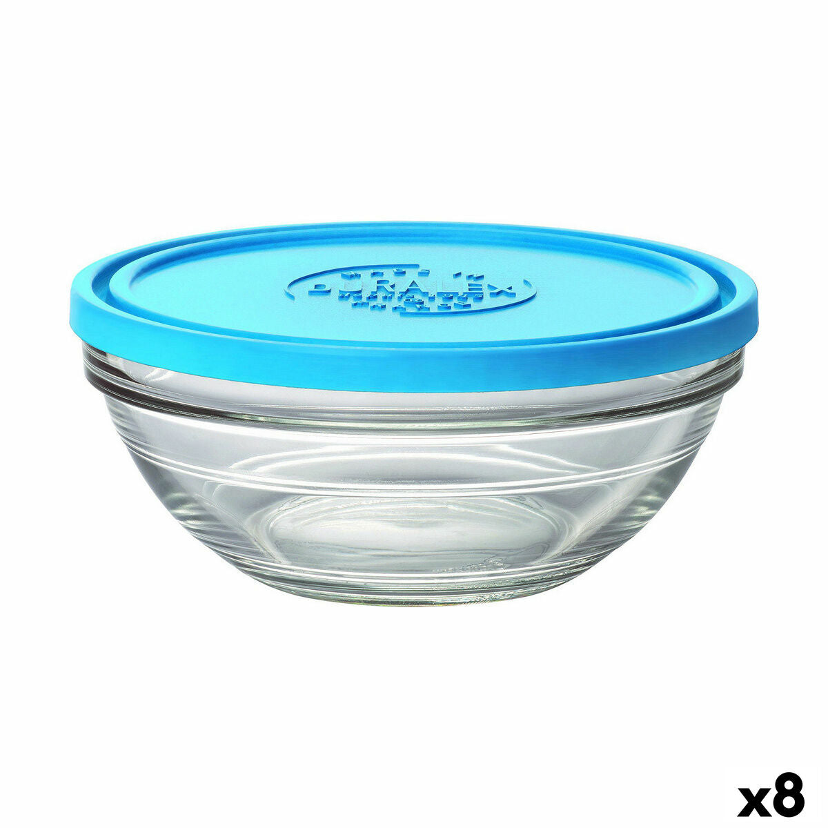 Round Lunch Box with Lid Duralex FreshBox Blue 970 ml ø 17 x 7 cm (8 Units) Duralex