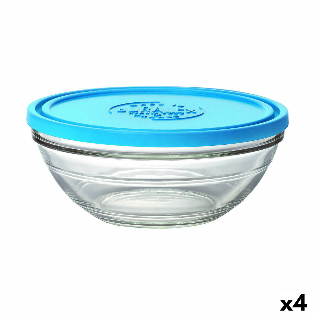 Round Lunch Box with Lid Duralex FreshBox Blue 2,4 L (4 Units) Duralex