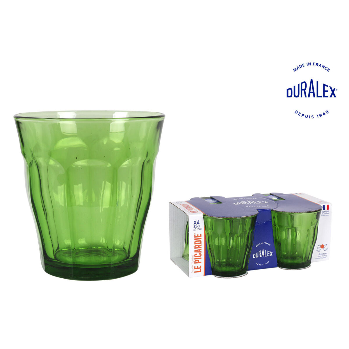 Set of glasses Duralex Picardie Green 310 ml (4 Units) Duralex