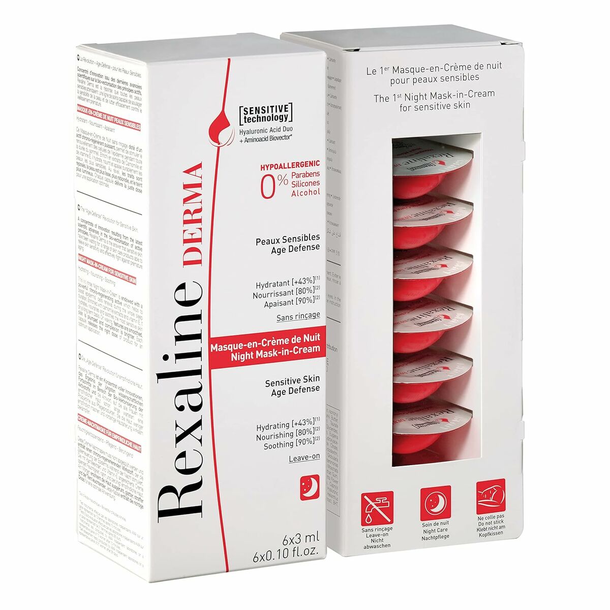 Moisturising Overnight Mask Rexaline Derma 3 ml x 6 Sensitive skin