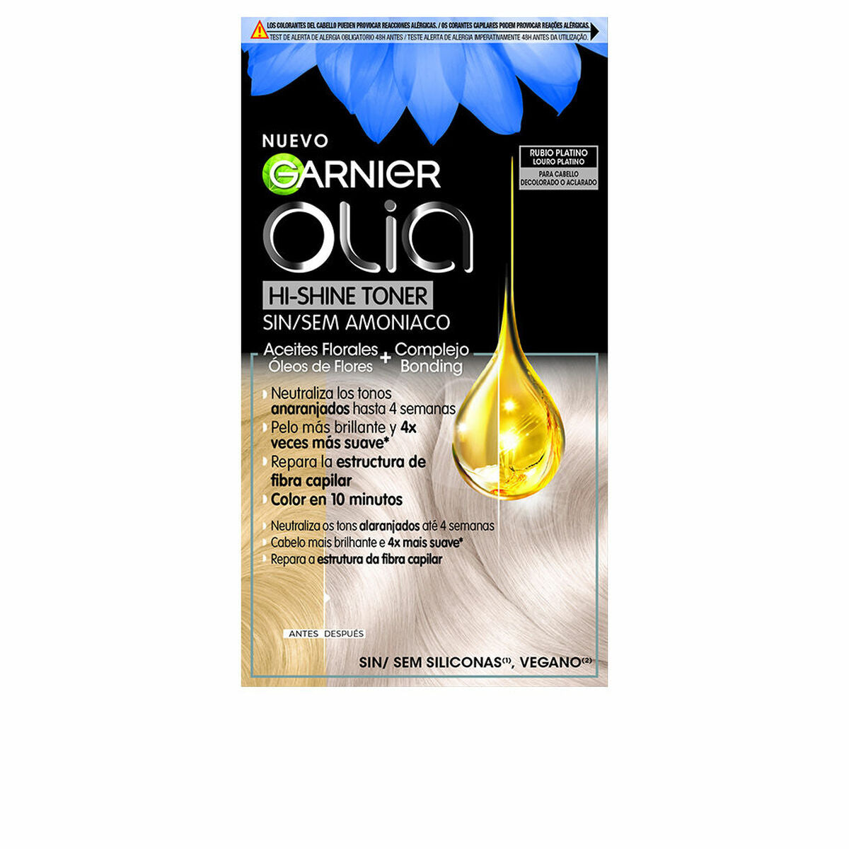 Semi-permanent Colourant Garnier Olia Hi-Shine Toner Nº 10.01 Platinum Blonde Ammonia-free 3 Pieces Garnier