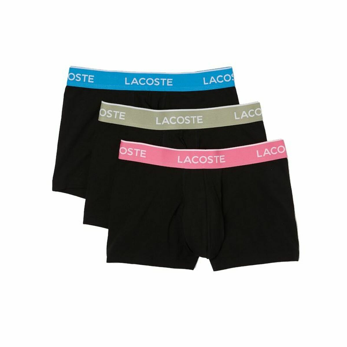 Men's Boxer Shorts Lacoste Contrasting Waistband 3 Units Black