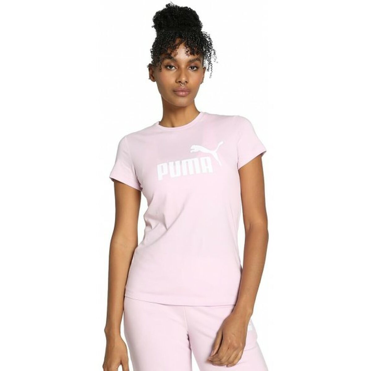 Women’s Short Sleeve T-Shirt Puma ESS LOGO TEE 586775 60 Pink Puma