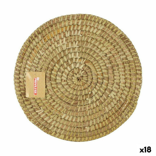 Table Mat Privilege Korne Brown wicker Ø 30 cm (18 Units) Privilege