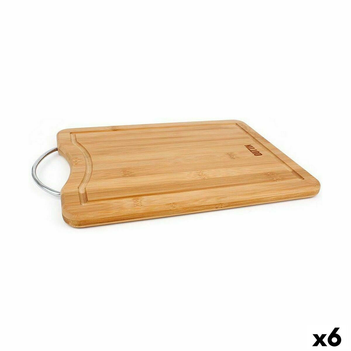 Cutting board Quttin Brown Silver Bamboo 39,5 x 30 x 1,5 cm (6 Units) Quttin