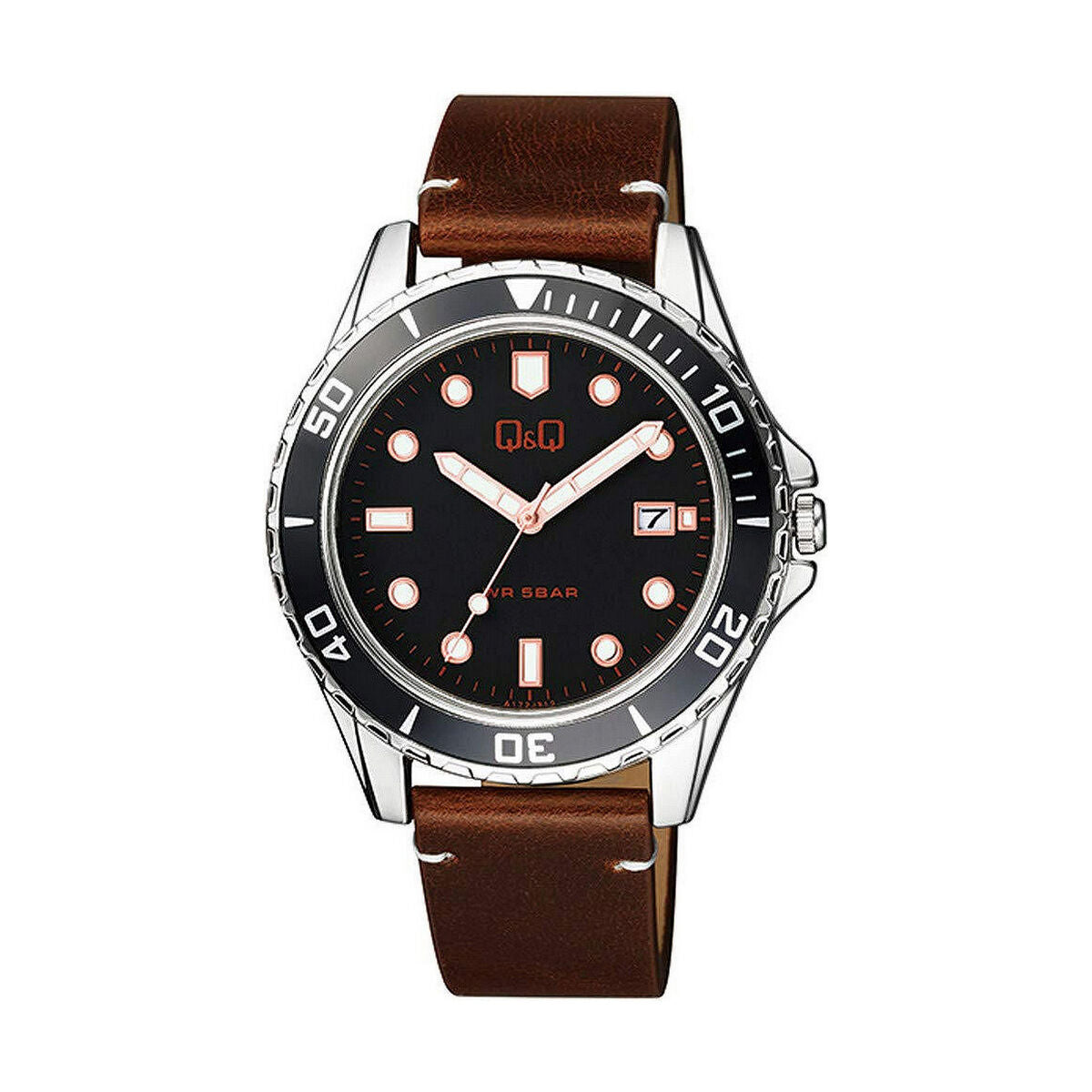 Men's Watch Q&Q A172J312Y Brown Black (Ø 43 mm) Q and Q