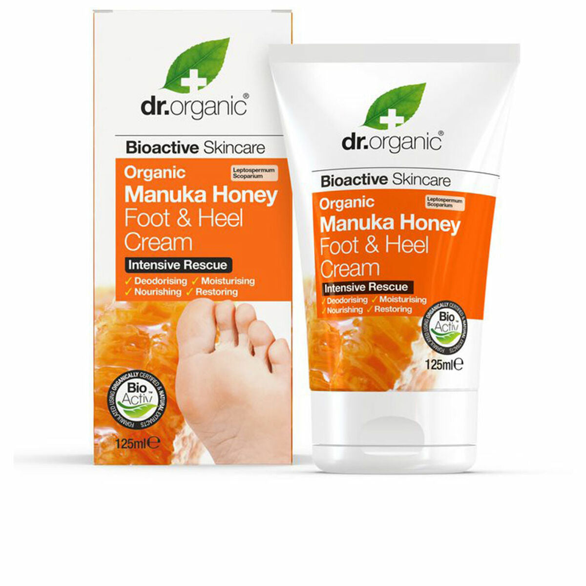 Moisturising Foot Cream Manuka Honey Dr.Organic Miel De Manuka 125 ml Dr.Organic