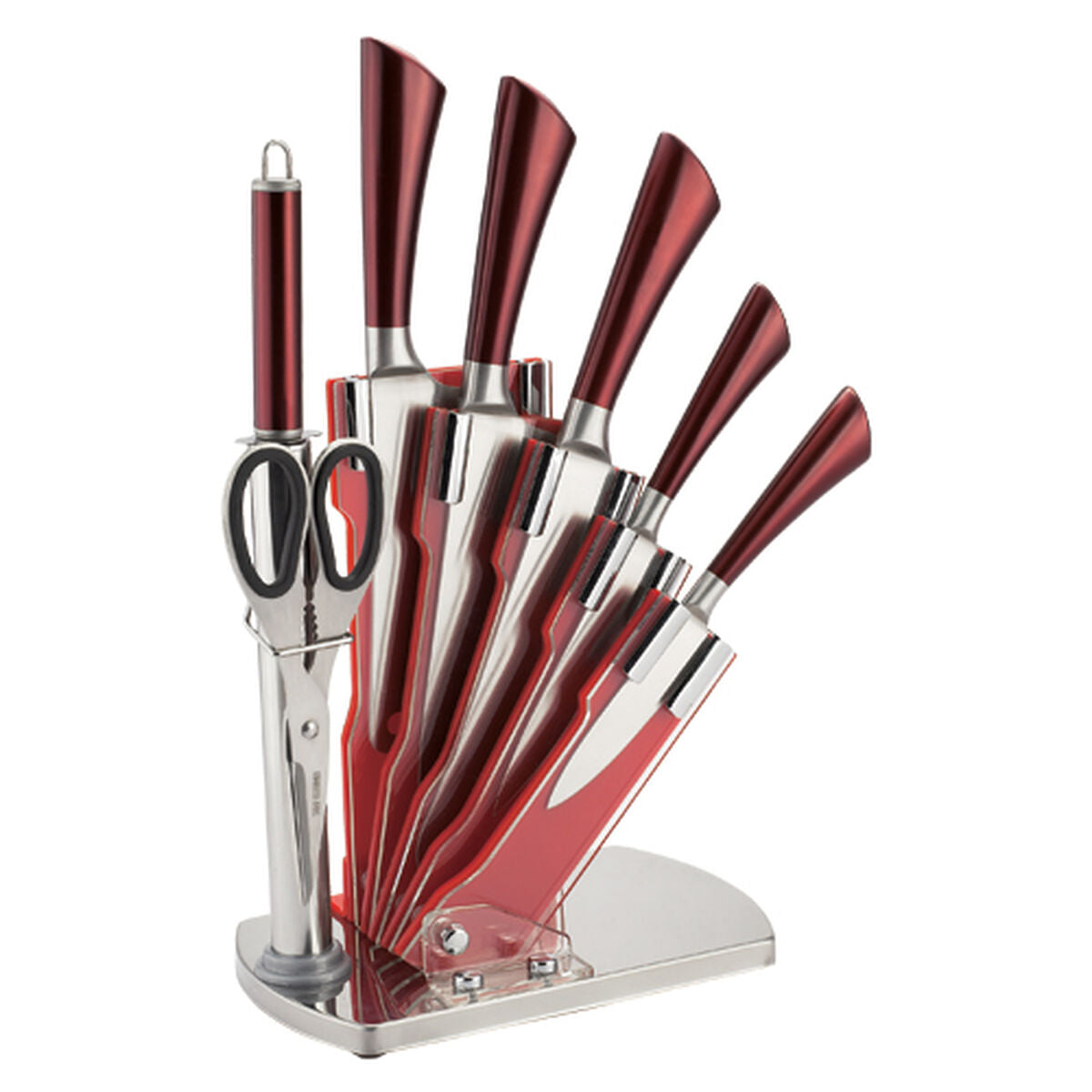 Set of Kitchen Knives and Stand Royalty Line Silver Stainless steel 15 x 15 x 35 cm