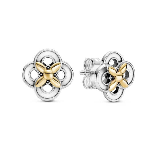 Ladies' Earrings Pandora TWO-TONE FLOWER Sterling silver 925 Pandora