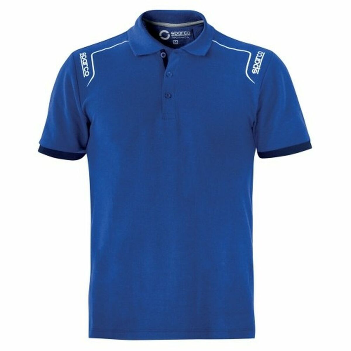 Short Sleeve Polo Shirt Sparco STRETCH Blue (Size M) Sparco