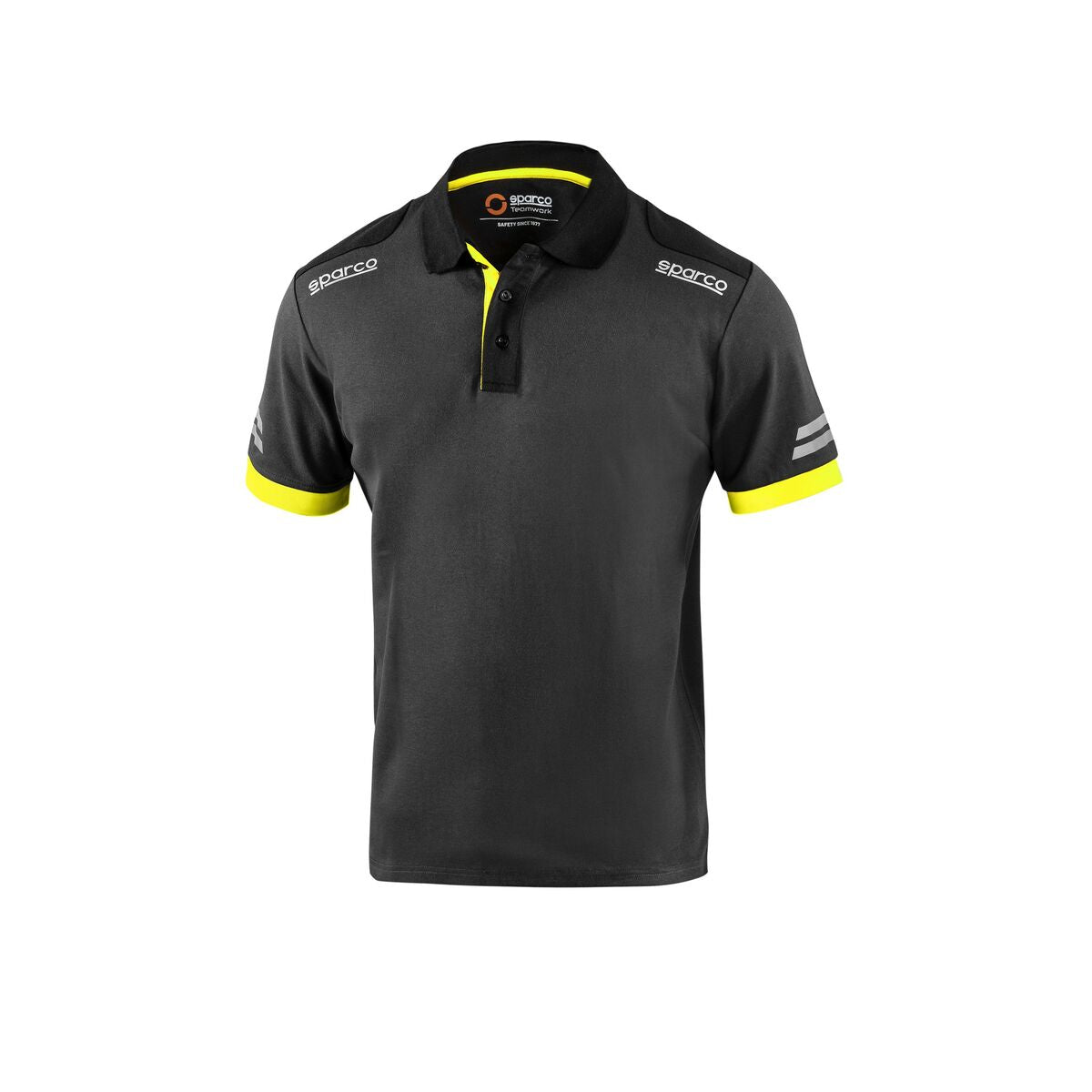 Men’s Short Sleeve Polo Shirt Sparco TW Yellow Grey Sparco