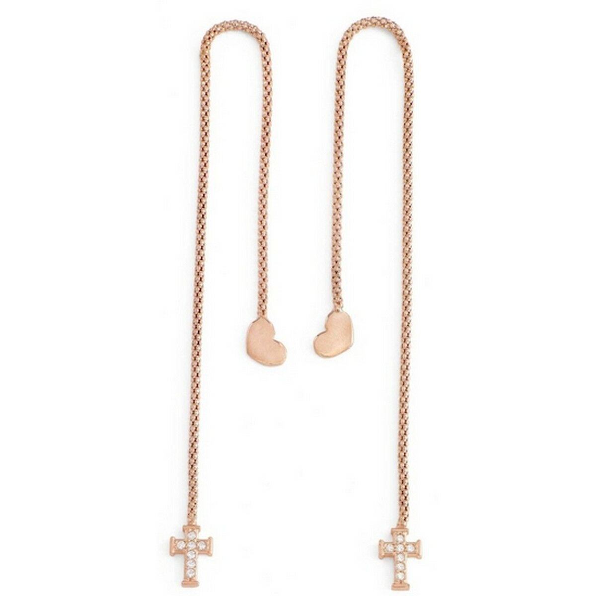 Ladies' Earrings Amen CUORE CROCE CRISTALLI ROSE GOLD Amen