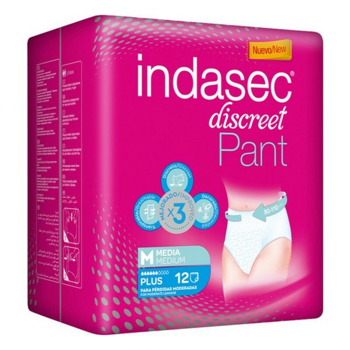 Incontinence Nappies Pant Plus Indasec Pant Plus (12 uds) 12 Units (Parapharmacy) Indasec