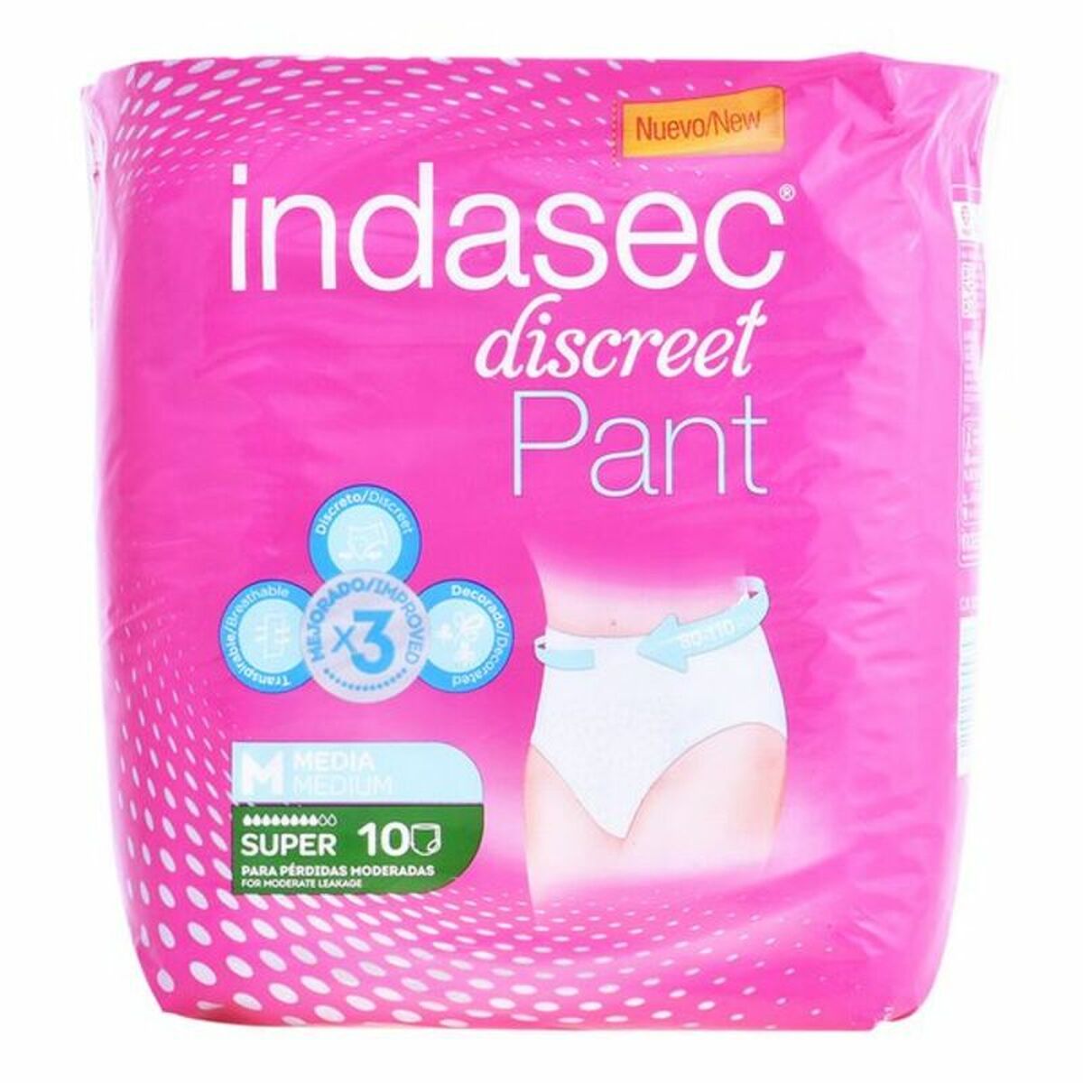 Incontinence Nappies Pant Super Talla Mediana Indasec Pant Super (10 uds) Indasec