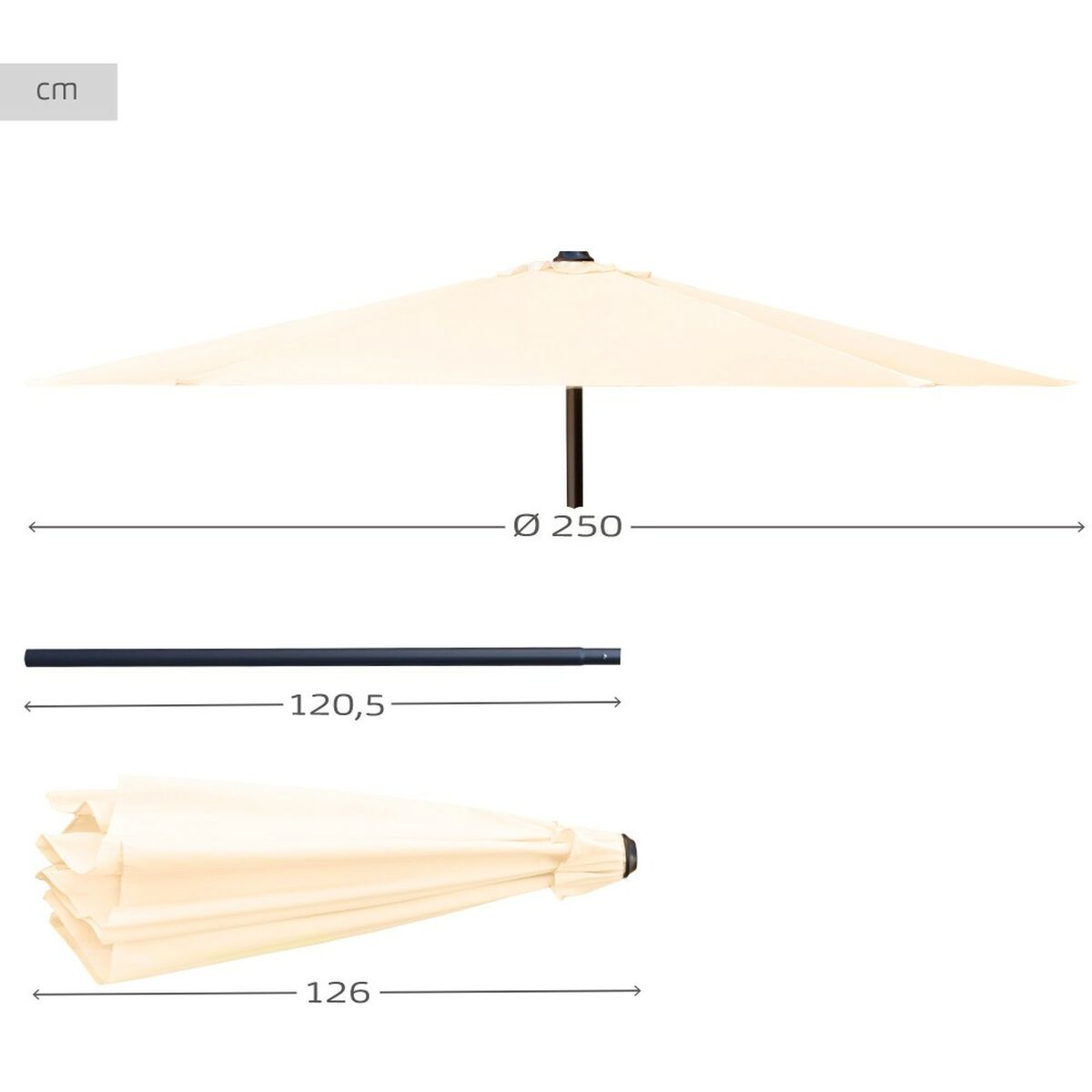 Sunshade Aktive D250 Cream Ø 250 cm 2,4 m