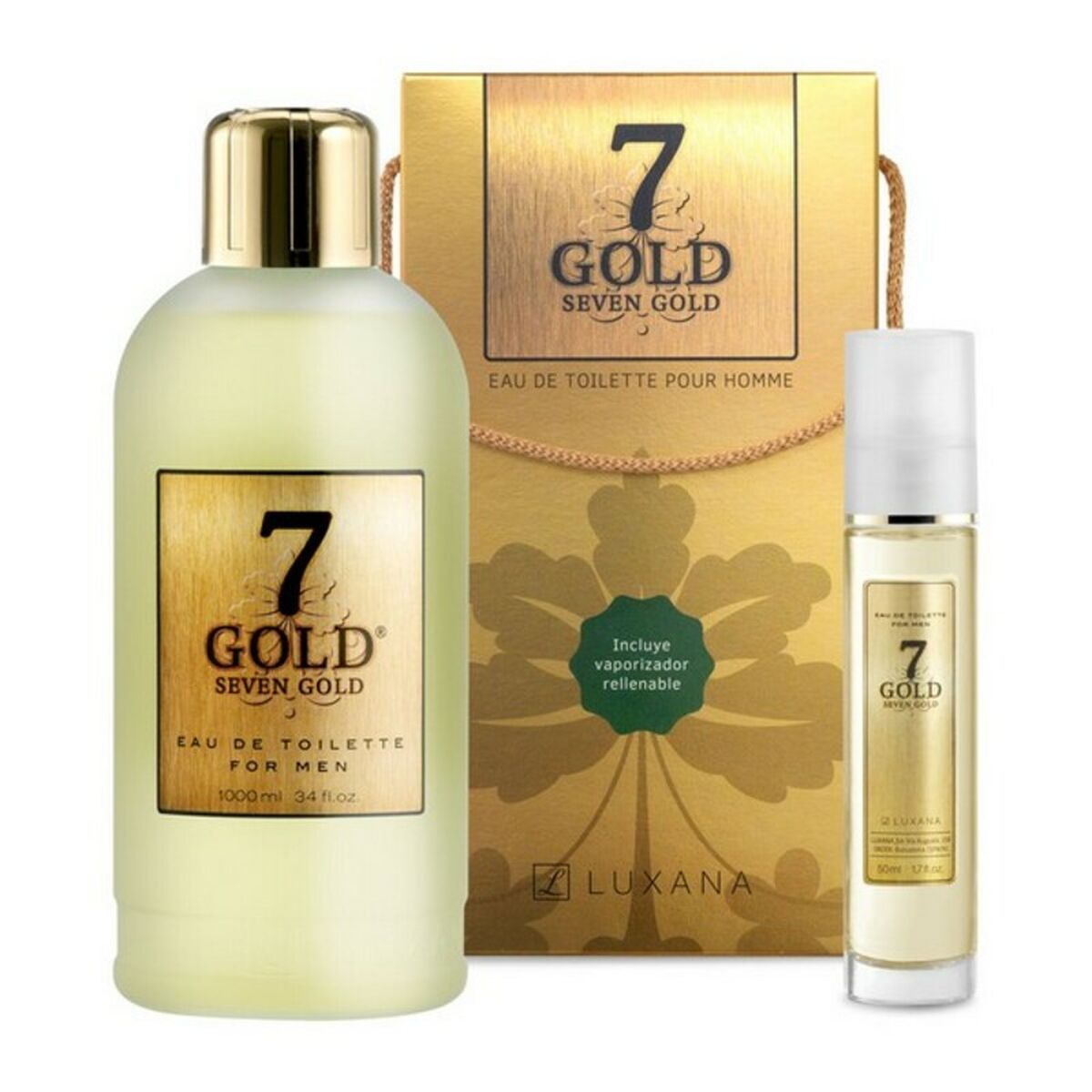 Men's Perfume Set Luxana SEVEN GOLD EDT 2 Pieces Luxana