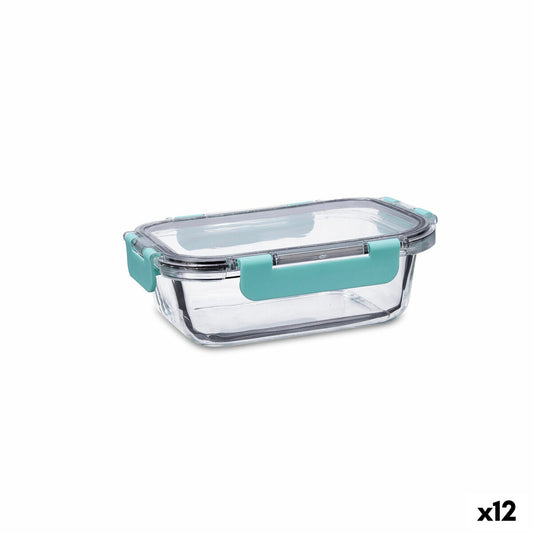 Hermetic Lunch Box Quid Purity Rectangular 630 ml Transparent Glass (12 Units) Quid