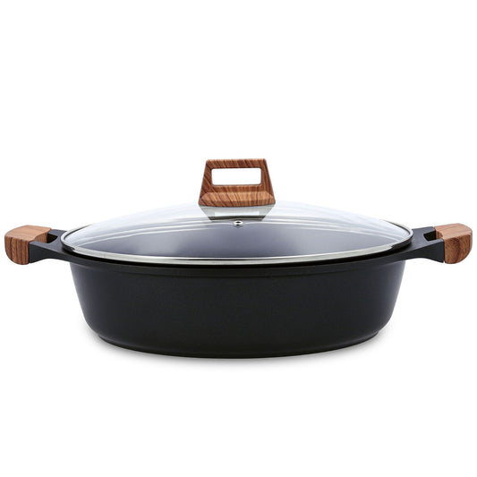 Casserole with lid Quid Karbon Cast aluminium Black 32 cm