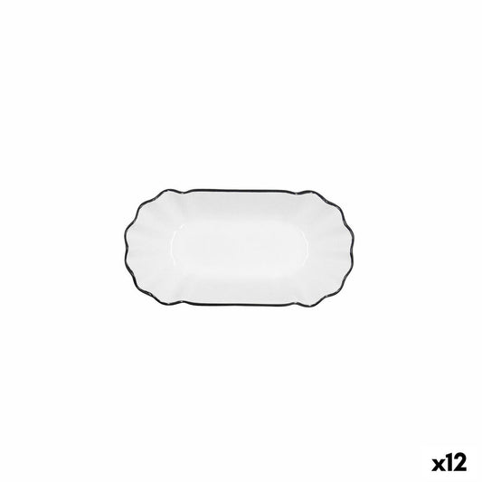 Snack tray Quid Gastro White Black Ceramic 20,5 x 11 x 3,5 cm (12 Units) Quid