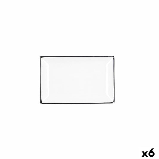 Snack tray Quid Gastro White Black Ceramic 20 x 13 x 2 cm (6 Units) Quid