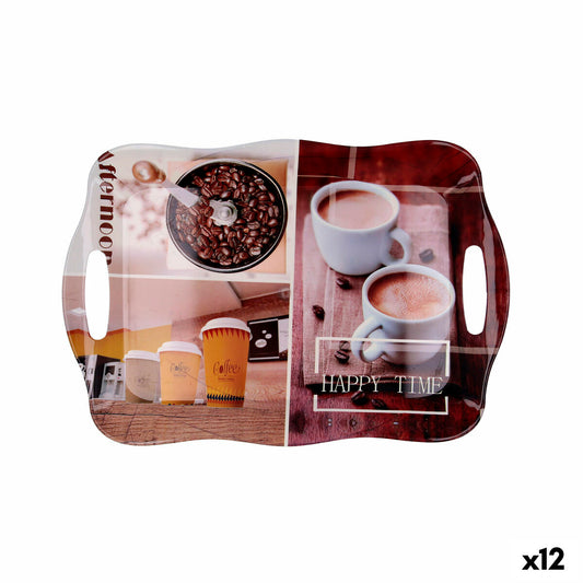 Breakfast tray Quid Habitat Multicolour Plastic 34 x 25 x 2 cm With handles Coffee (12 Units) Quid