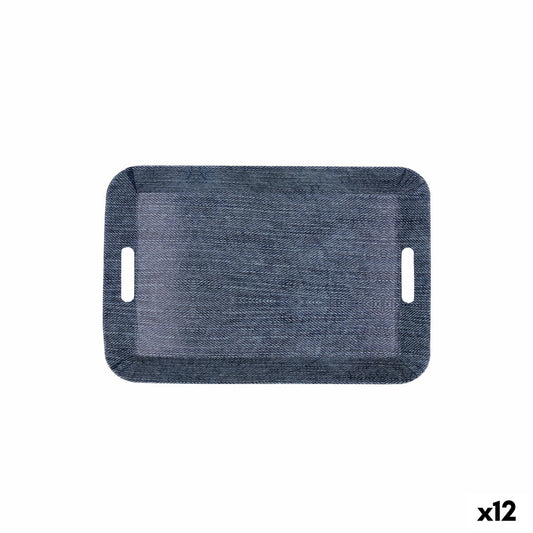 Breakfast tray Quid Habitat Blue Plastic 33 x 23 x 4 cm With handles Denim (12 Units) Quid