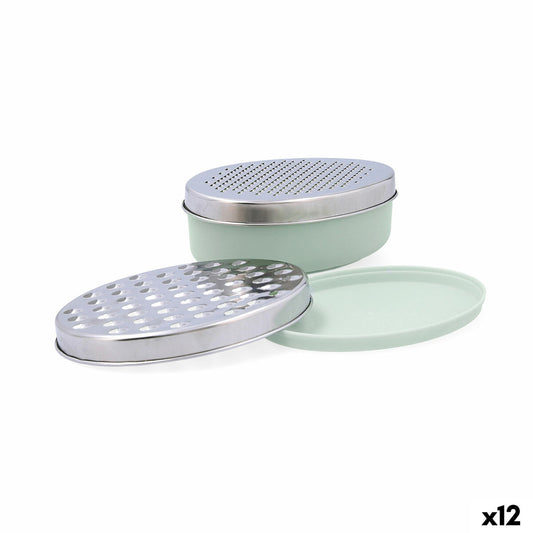 Grater with Container Quid Ozon Green Metal 17 x 12 x 7 cm (12 Units)