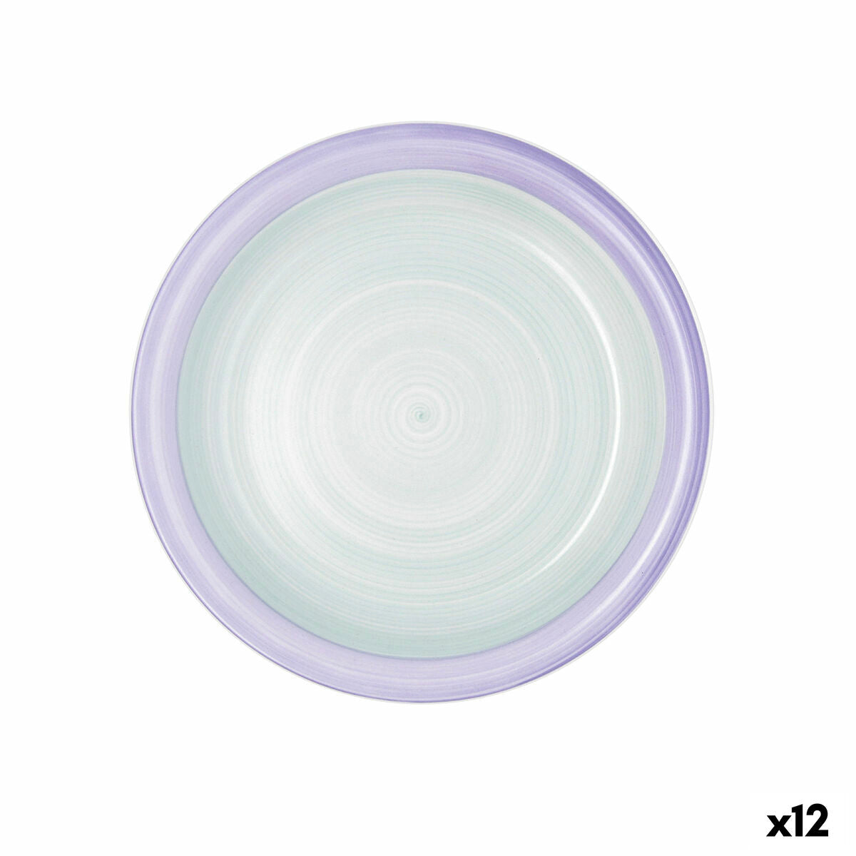 Flat Plate Quid Kaleido Green Purple Ceramic 27 cm (12 Units) Quid