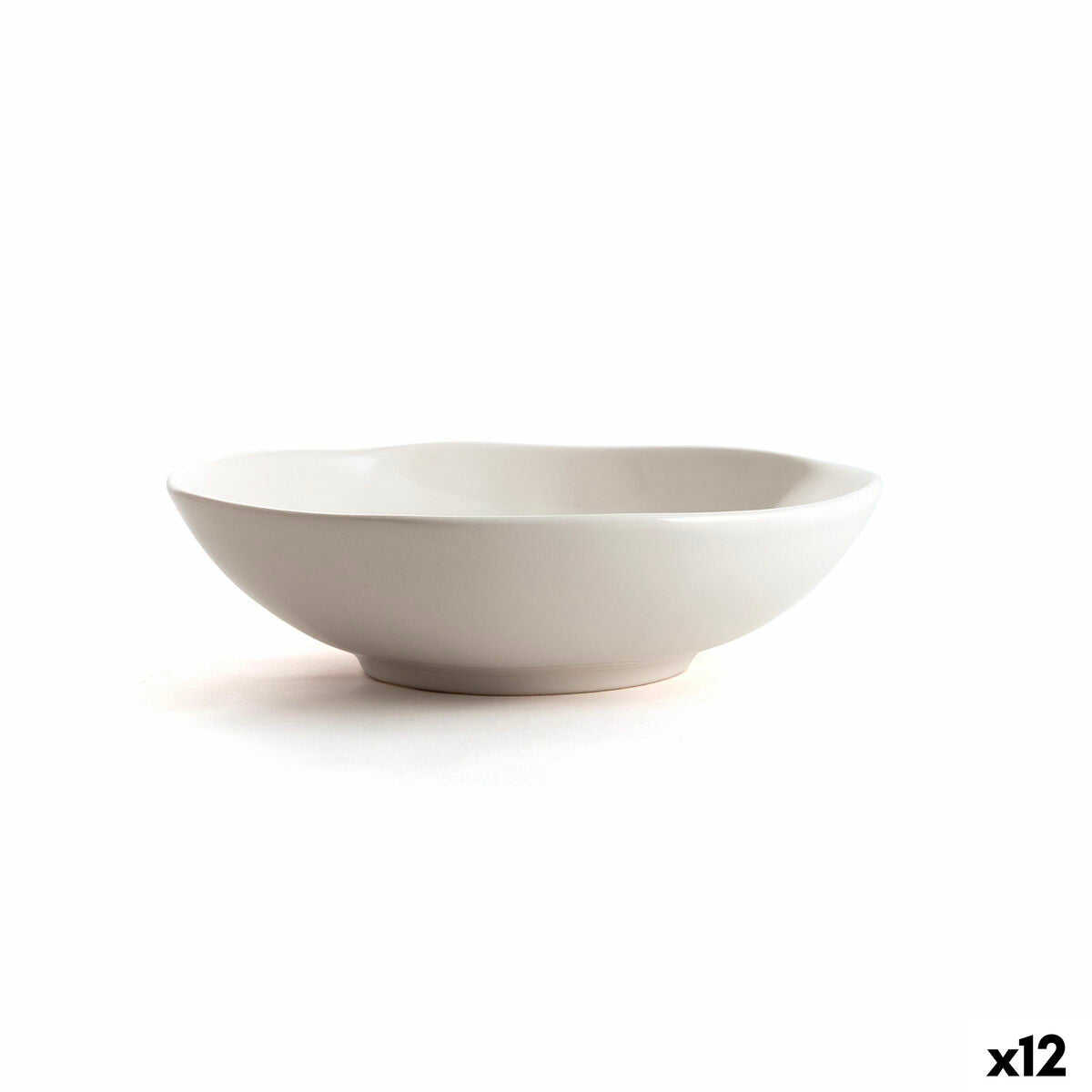 Deep Plate Bidasoa Cosmos White Ceramic 20,5 cm (12 Units)