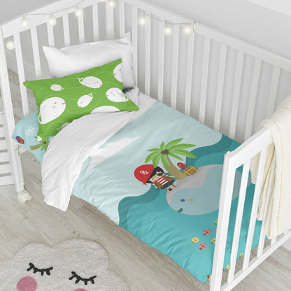 Duvet cover set HappyFriday Happynois Pirata Multicolour Baby Crib 2 Pieces HappyFriday