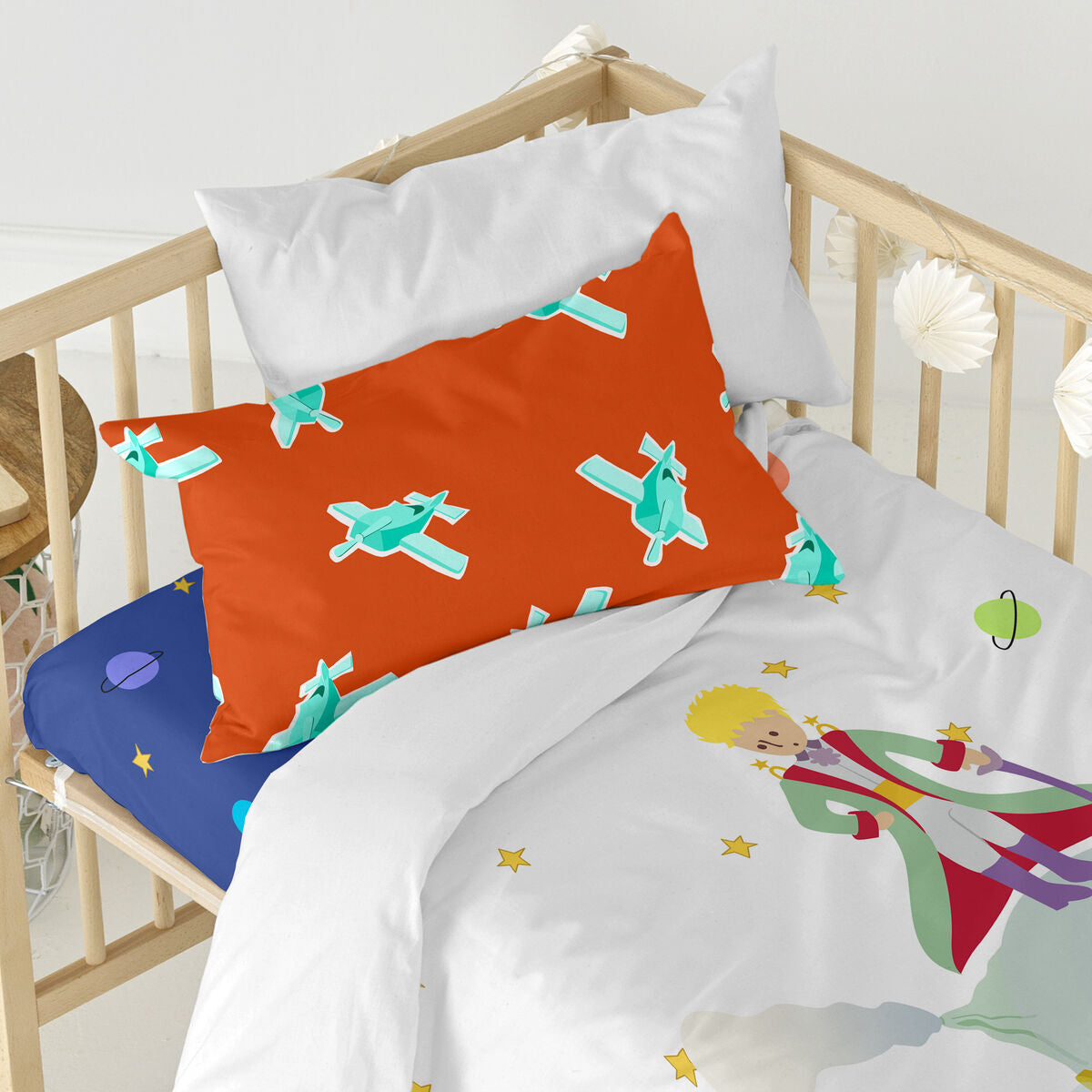 Duvet cover set HappyFriday Le Petit Prince Multicolour Baby Crib 2 Pieces HappyFriday