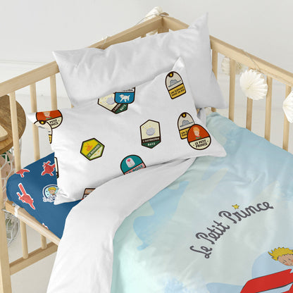 Duvet cover set HappyFriday Le Petit Prince Son Avion Multicolour Baby Crib 2 Pieces HappyFriday