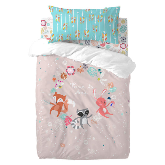 Duvet cover set HappyFriday Moshi Moshi Fantasy Multicolour Baby Crib 2 Pieces HappyFriday