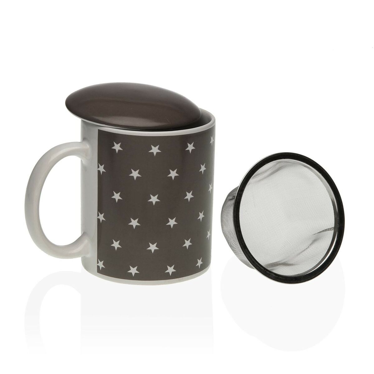 Cup with Tea Filter Versa Stars Porcelain Steel Versa