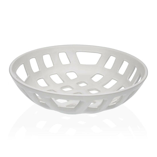 Fruit Bowl Versa White Ceramic Porcelain 28 x 7 x 28 cm Versa