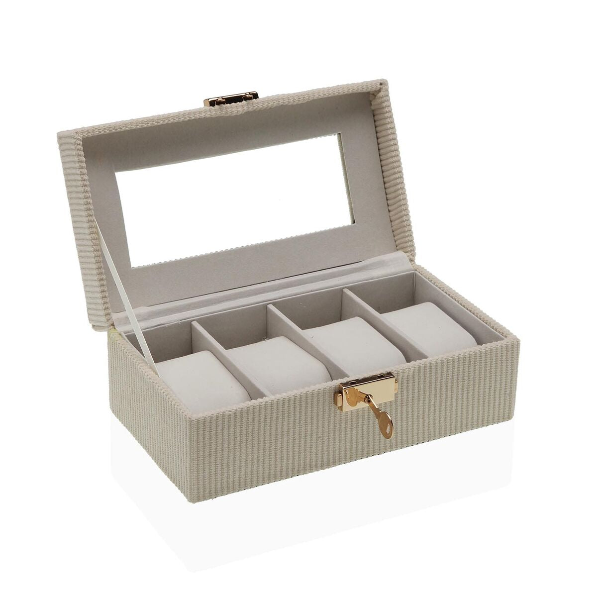 Box for watches Versa Beige MDF Wood 11,5 x 8 x 21 cm Versa