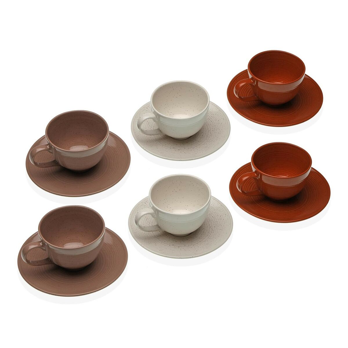 Set of 6 Cups with Plate Versa Romane Stoneware