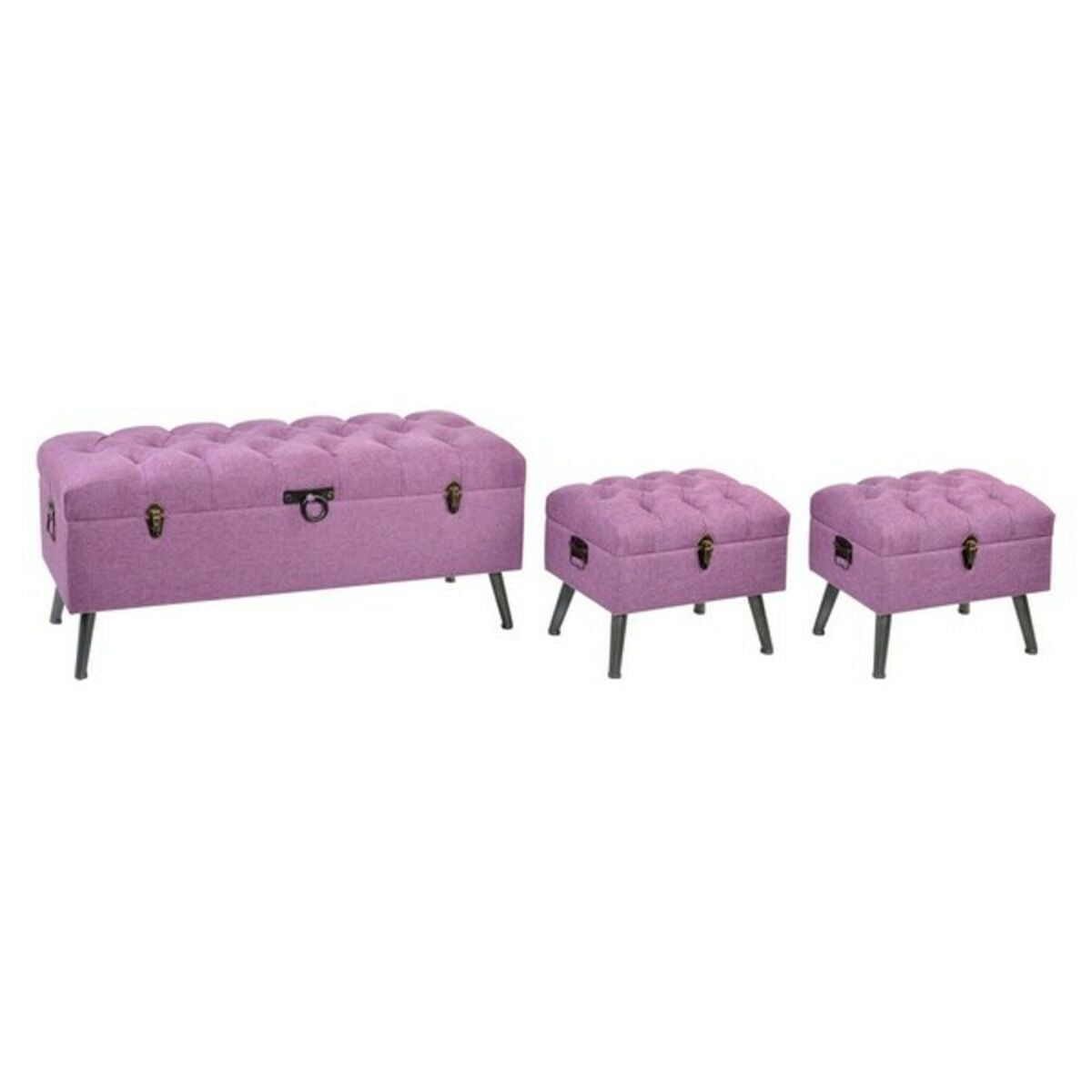 Bench DKD Home Decor 8424001565399 Multicolour Fuchsia Metal MDF Wood 120 x 42 x 53 cm