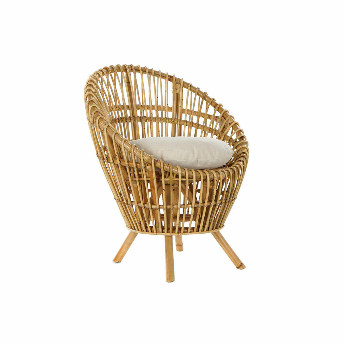 Armchair DKD Home Decor 8424001750092 Natural Cotton White Rattan (74 x 67 x 85 cm) DKD Home Decor