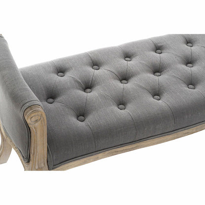 Bench DKD Home Decor Natural Dark grey Rubber wood Canvas 109 x 44,5 x 60 cm