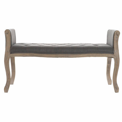 Bench DKD Home Decor Natural Dark grey Rubber wood Canvas 109 x 44,5 x 60 cm