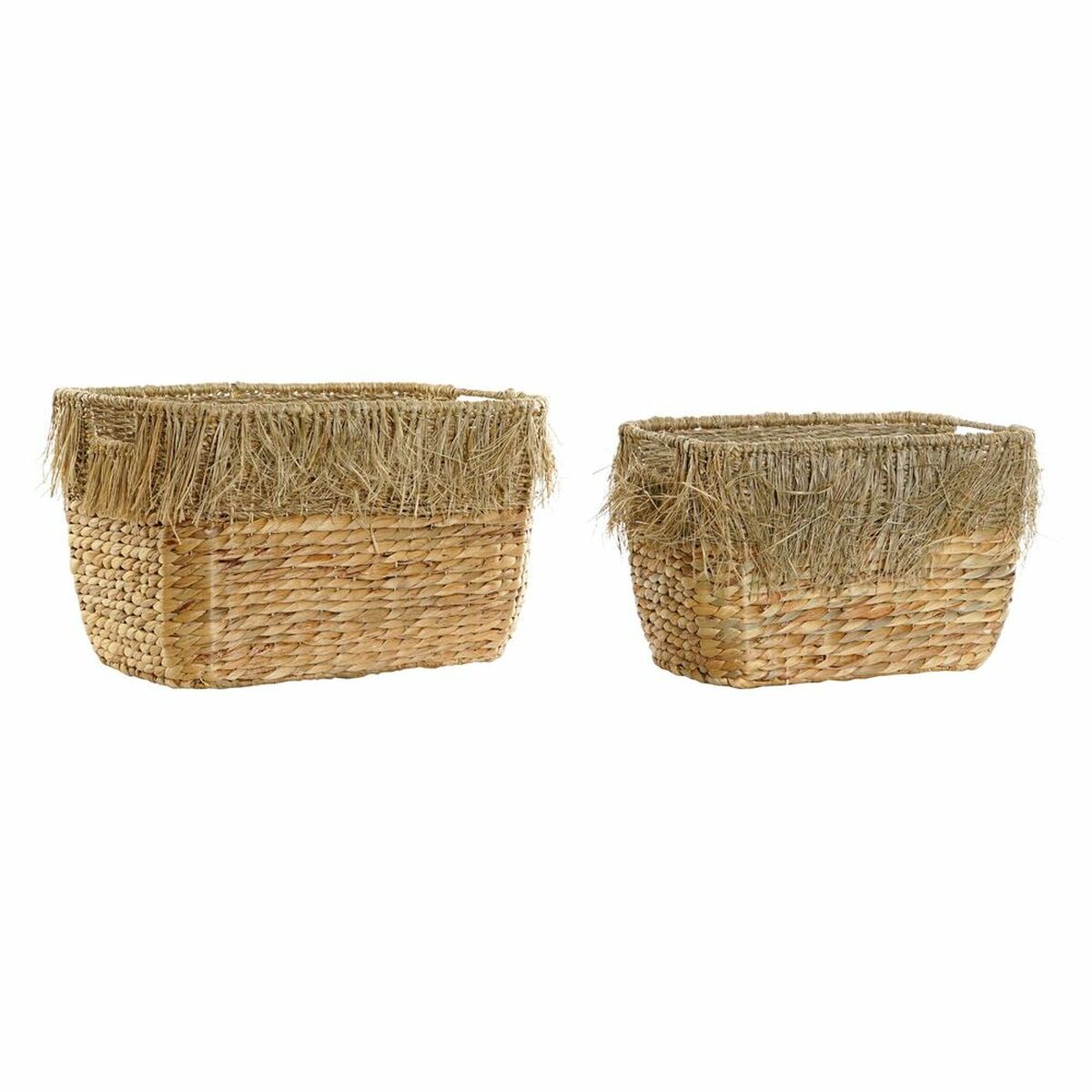 Basket set DKD Home Decor Brown Multicolour Natural Fringe 40 x 30 x 26 cm