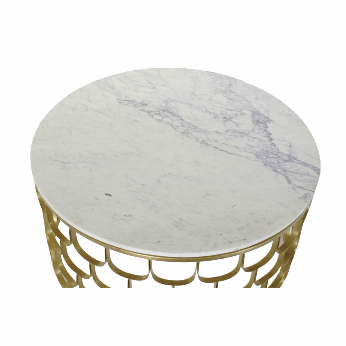 Side table DKD Home Decor 81 x 81 x 42 cm Golden White Plastic Marble Iron DKD Home Decor