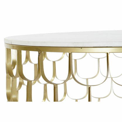 Side table DKD Home Decor 81 x 81 x 42 cm Golden White Plastic Marble Iron DKD Home Decor