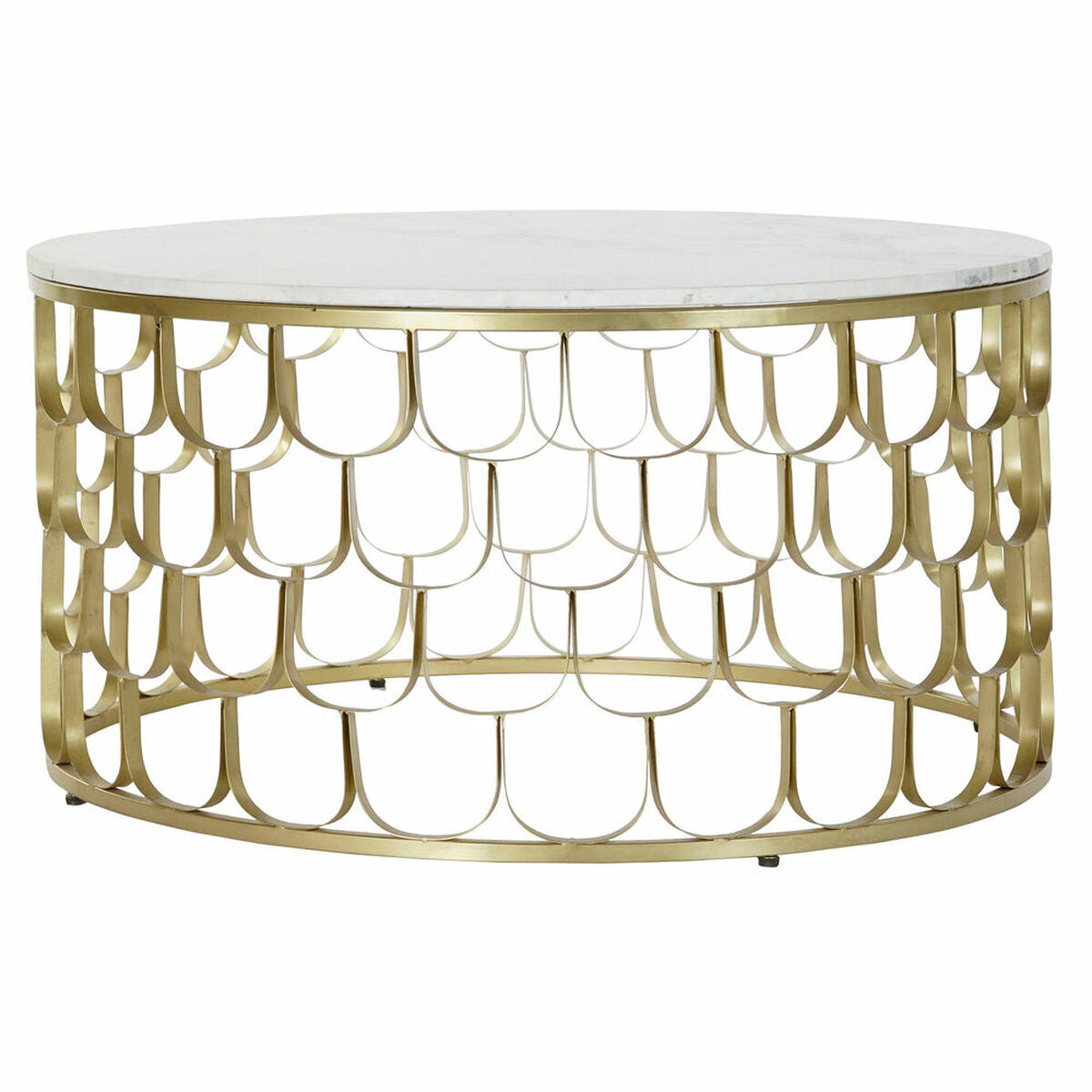 Side table DKD Home Decor 81 x 81 x 42 cm Golden White Plastic Marble Iron DKD Home Decor