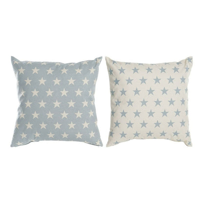 Cushion DKD Home Decor Blue 60 x 10 x 60 cm Stars White (2 Units) DKD Home Decor