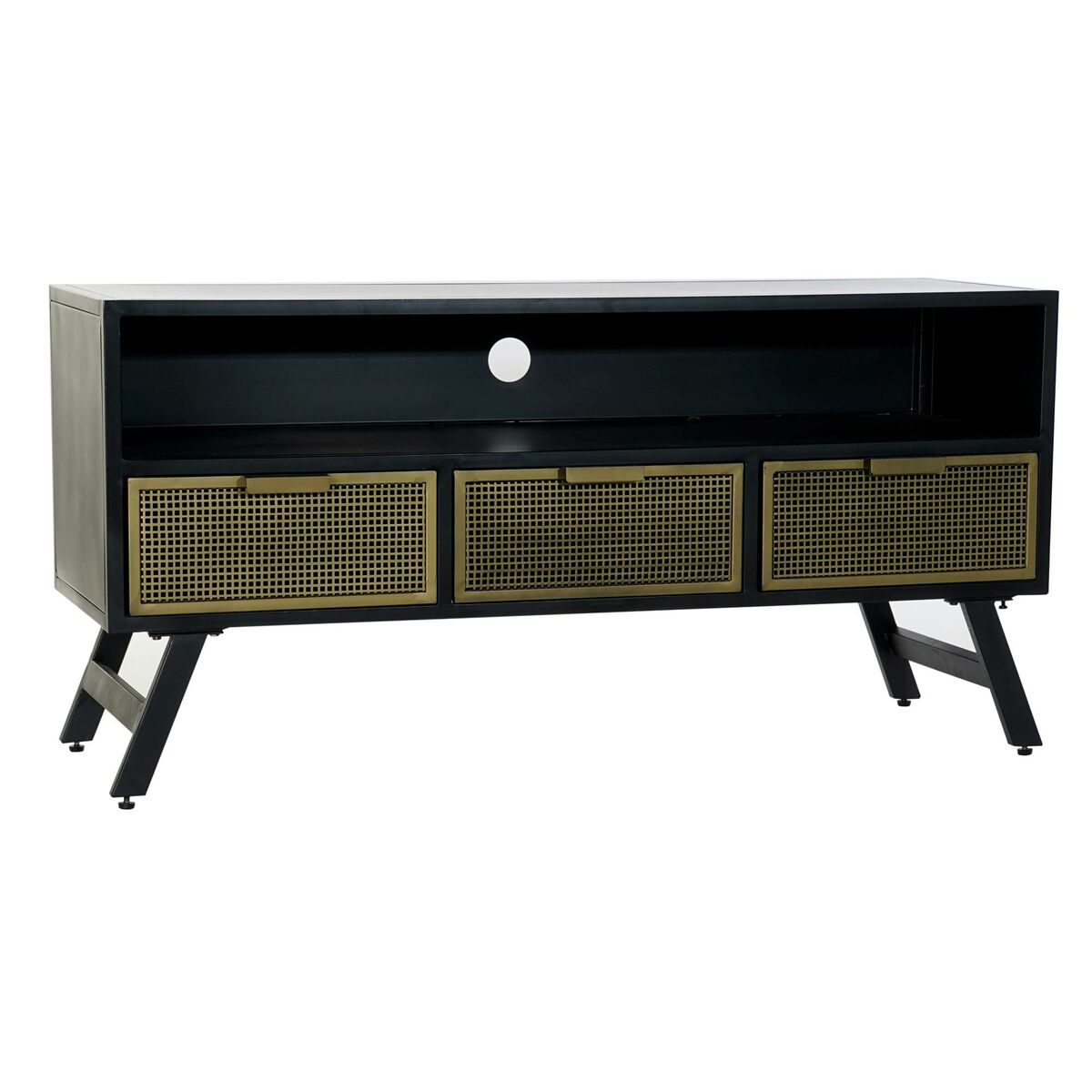 TV furniture DKD Home Decor Black Metal Golden (125 x 41 x 62 cm) DKD Home Decor