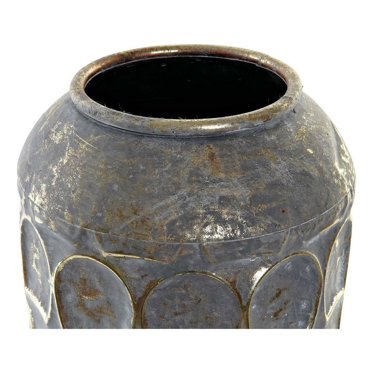 Vase DKD Home Decor Aged finish Grey Golden Metal Oriental 19 x 19 x 47 cm DKD Home Decor